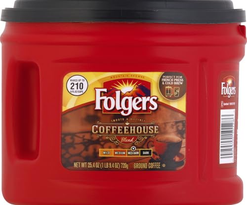 Folgers Coffeehouse Blend Coffee, Medium Dark Ground Coffee, 25.4 Ounces (Pack of 1)