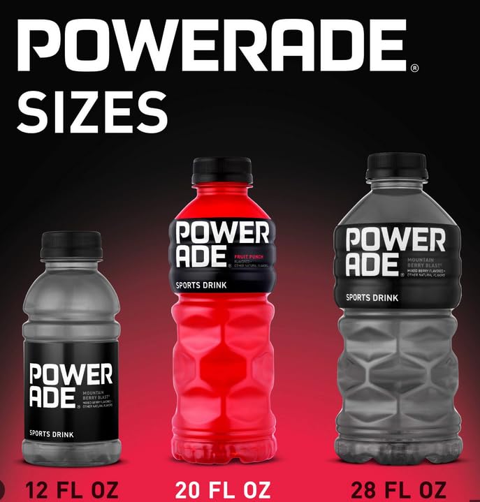 POWERADE, Electrolyte Enhanced Sports Drinks w/ Vitamins, Fruit Punch, 20 Fl Oz Bottles (24)