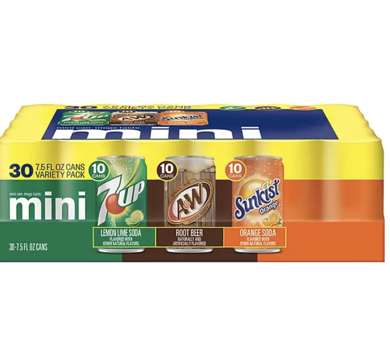 Valpa 7UP, A&W Root Beer and Sunkist Variety Pack (7.5 fl. oz., 30 pk.)