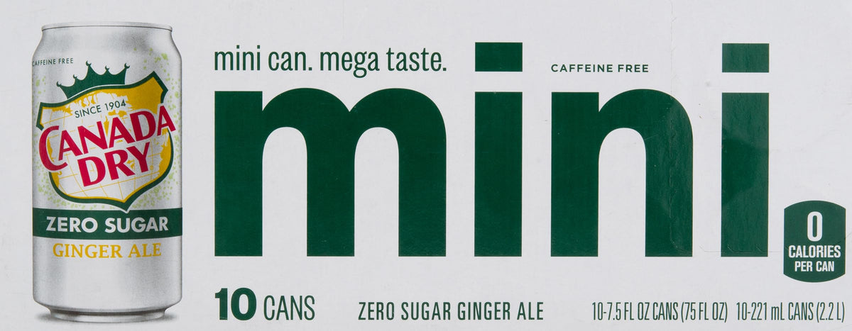 Canada Dry, Zero Sugar Ginger Ale, 7.5 Fl Oz, 10 Pack