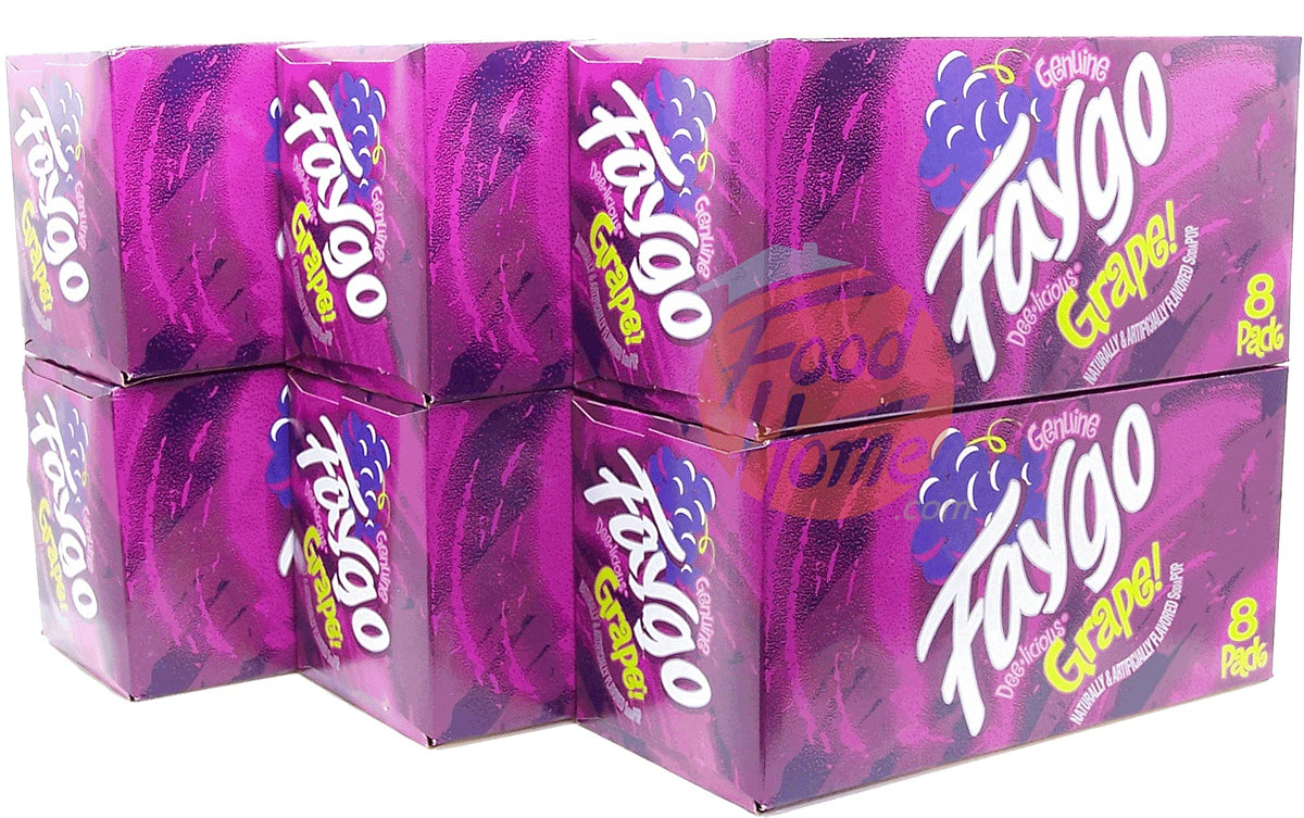 Faygo Grape! flavored soda pop. 8-pack 12-fl. oz. cans in box (6)