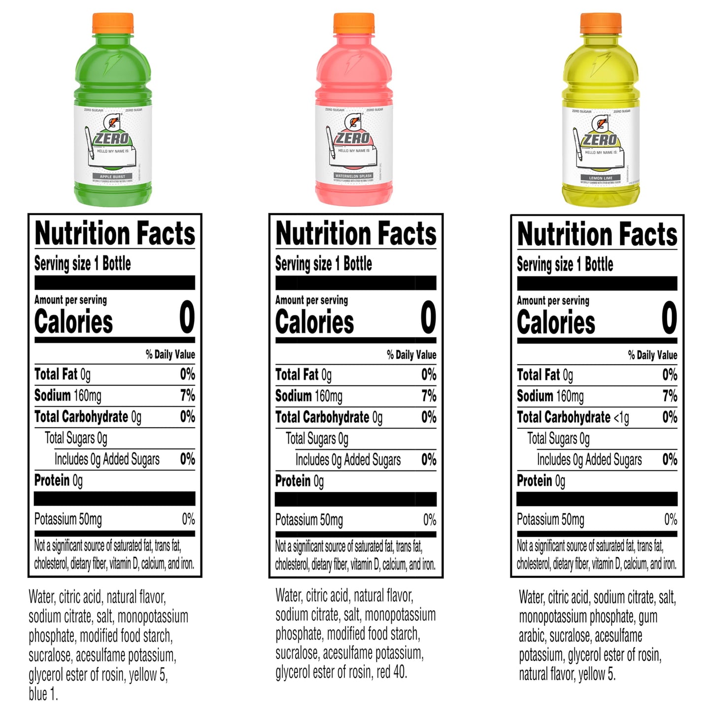 Gatorade Zero Kids Variety Pack, (Apple, Watermelon, Lemon Lime), 12 Fl Oz (Pack of 24)
