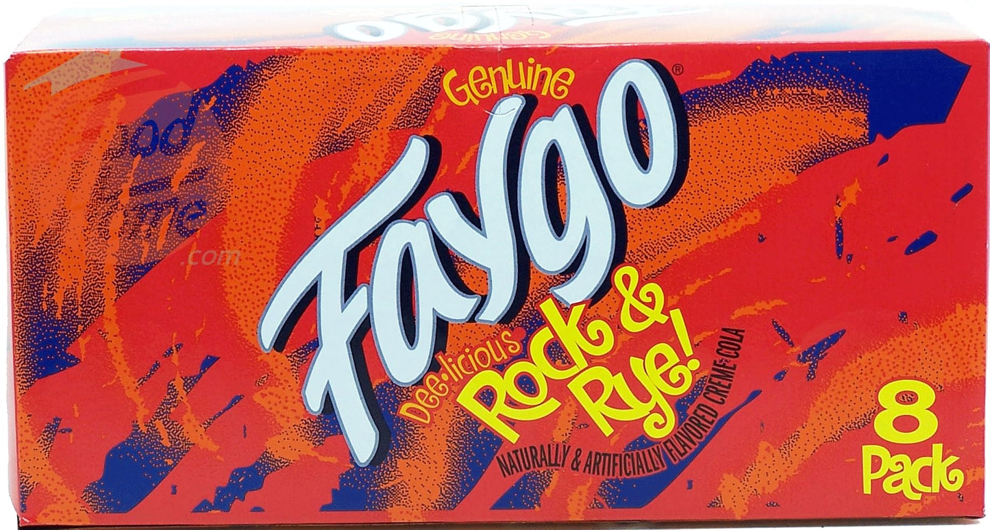 Faygo Rock & Rye flavor soda pop, 12-fluid ounce cans, 8-pack in box (1)