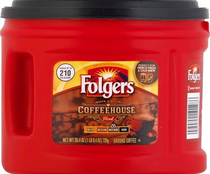 Folgers Coffeehouse Blend Coffee, Medium Dark Ground Coffee, 25.4 Ounces (Pack of 1)