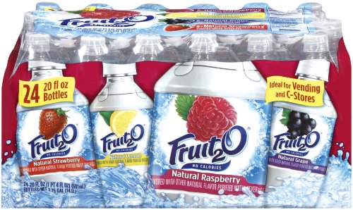 SunnyD Fruit 2o - Raspberry, Strawberry, Lemonade, Grape, 20-Ounce Bottles (Pack of 24)