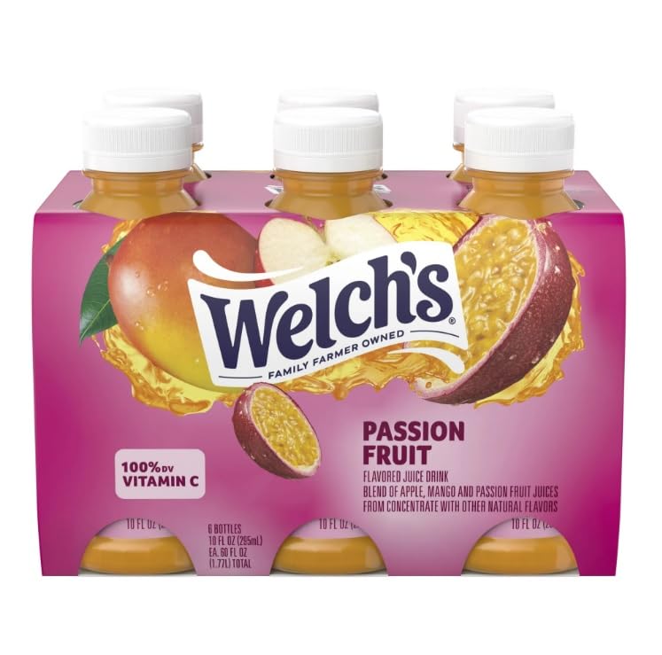Walch's Passion Fruit Juice Drink, 10 fl oz On-the-Go Bottle.