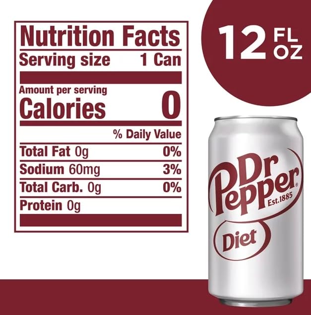 Diet Dr Pepper Soda, 12 fl oz (36 cans)