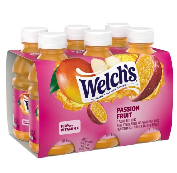 Walch's Passion Fruit Juice Drink, 10 fl oz On-the-Go Bottle.
