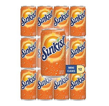 Bundle of Orange Soda Mini Soda Cans, 7.5 oz Soft Drinks Bulk Snacks Pack, Small Refrigerator & Snack Pantry Drink 12 Count Beverage Bedroom & Kitchen Supplies