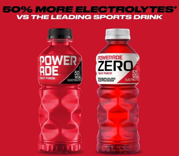 POWERADE, Electrolyte Enhanced Sports Drinks w/ Vitamins, Fruit Punch, 20 Fl Oz Bottles (24)