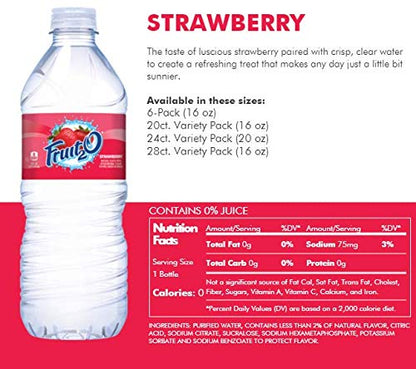 Fruit2O Zero Calorie Flavored Water Strawberry (6 bottles) | 0 calorie, 0 sugar, 0 carbohydrates, Natural flavor + Knoppers0.8oz