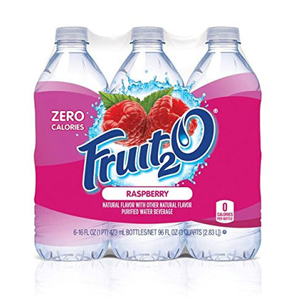 Fruit2O Zero Calorie Flavored Water, Raspberry, 6 Count (Pack of 4)