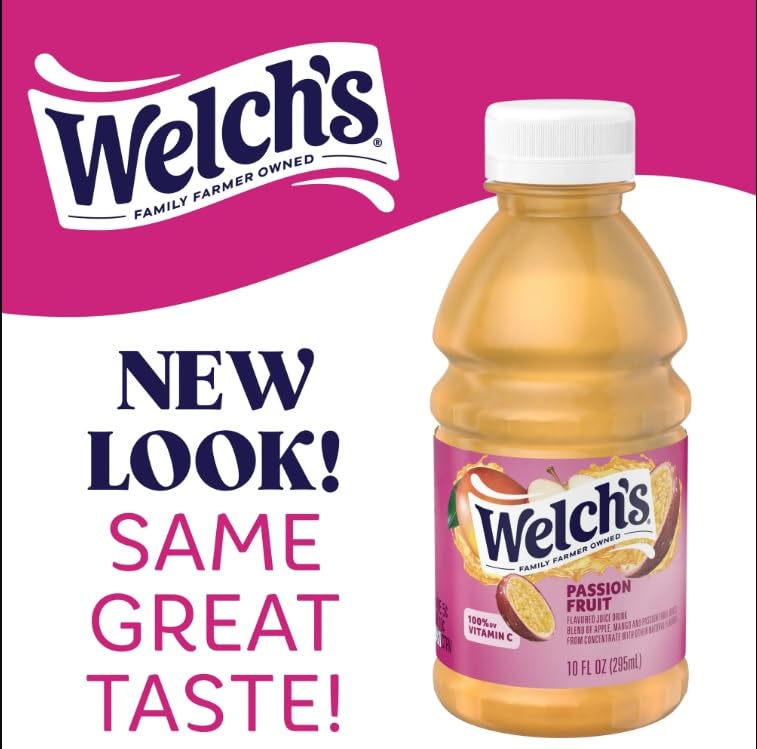 Walch's Passion Fruit Juice Drink, 10 fl oz On-the-Go Bottle.