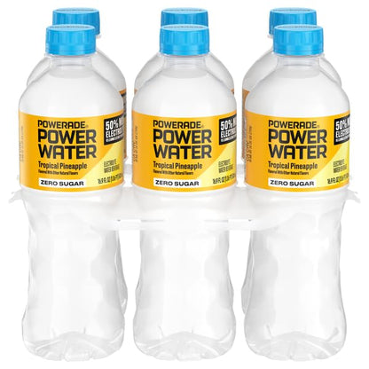 Powerade Power Water Zero Sugar Tropical Pineapple, 16.9 oz Bottles, 24 pack