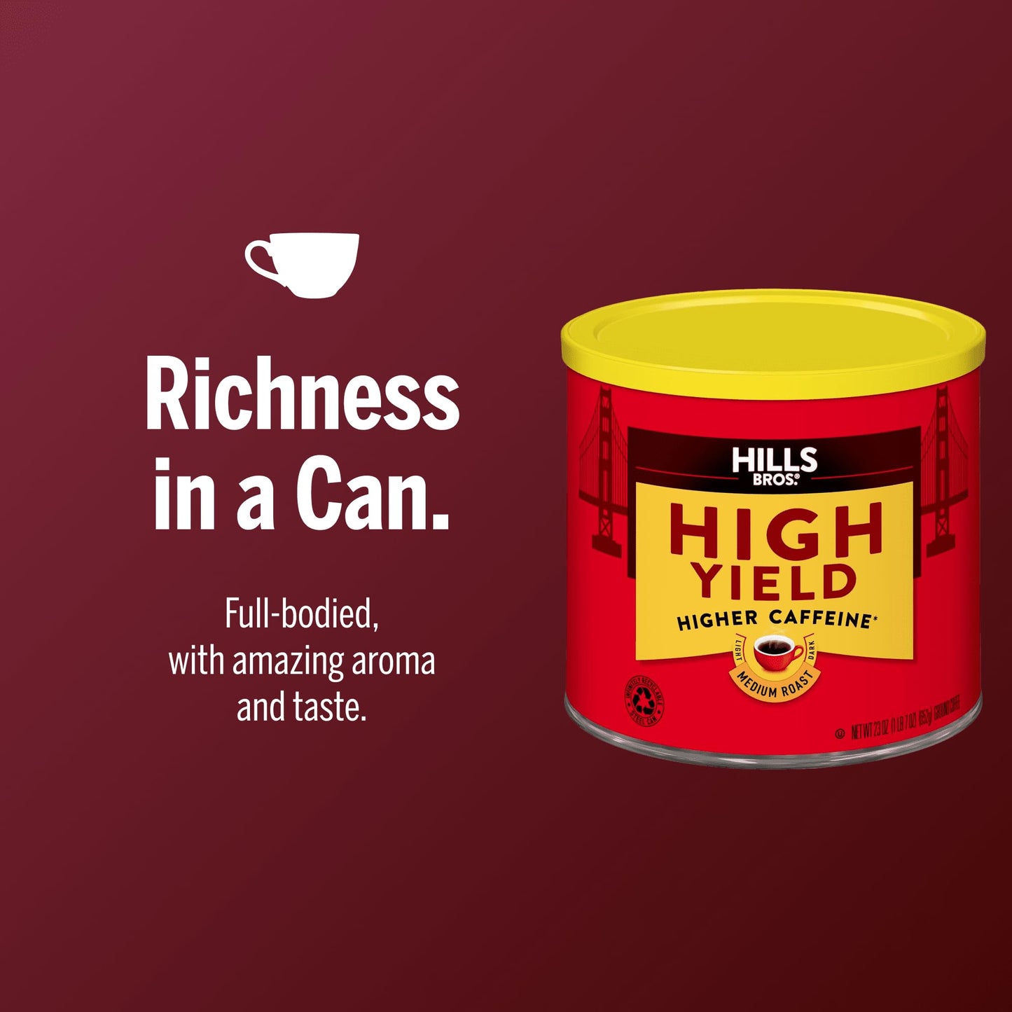 Hills Bros. Ground Coffee - High Yield, 30.5 oz Can