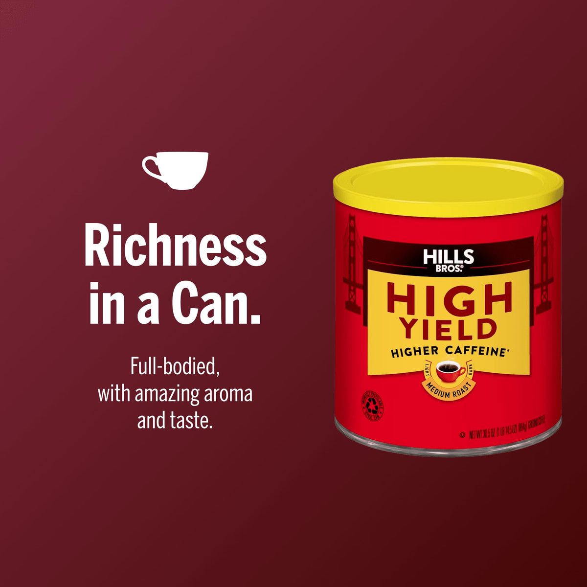 Hills Bros. Ground Coffee - High Yield, 30.5 oz Can