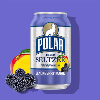 Polar Seltzer Water, Blackberry Mango, 12 fl oz cans, 12 pack