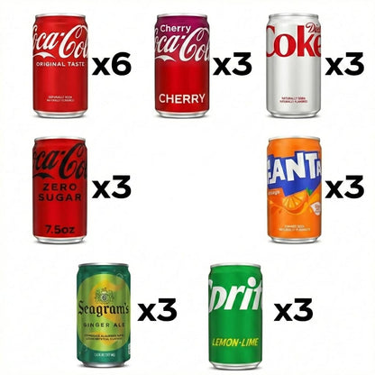 Coca-Cola Variety Pack – 24 Pack Assorted Mini Soda (7.5 Fl Oz Cans) – Coke, Cherry Coke, Diet Coke, Coke Zero, Fanta Orange, Seagram’s Ginger Ale & Sprite
