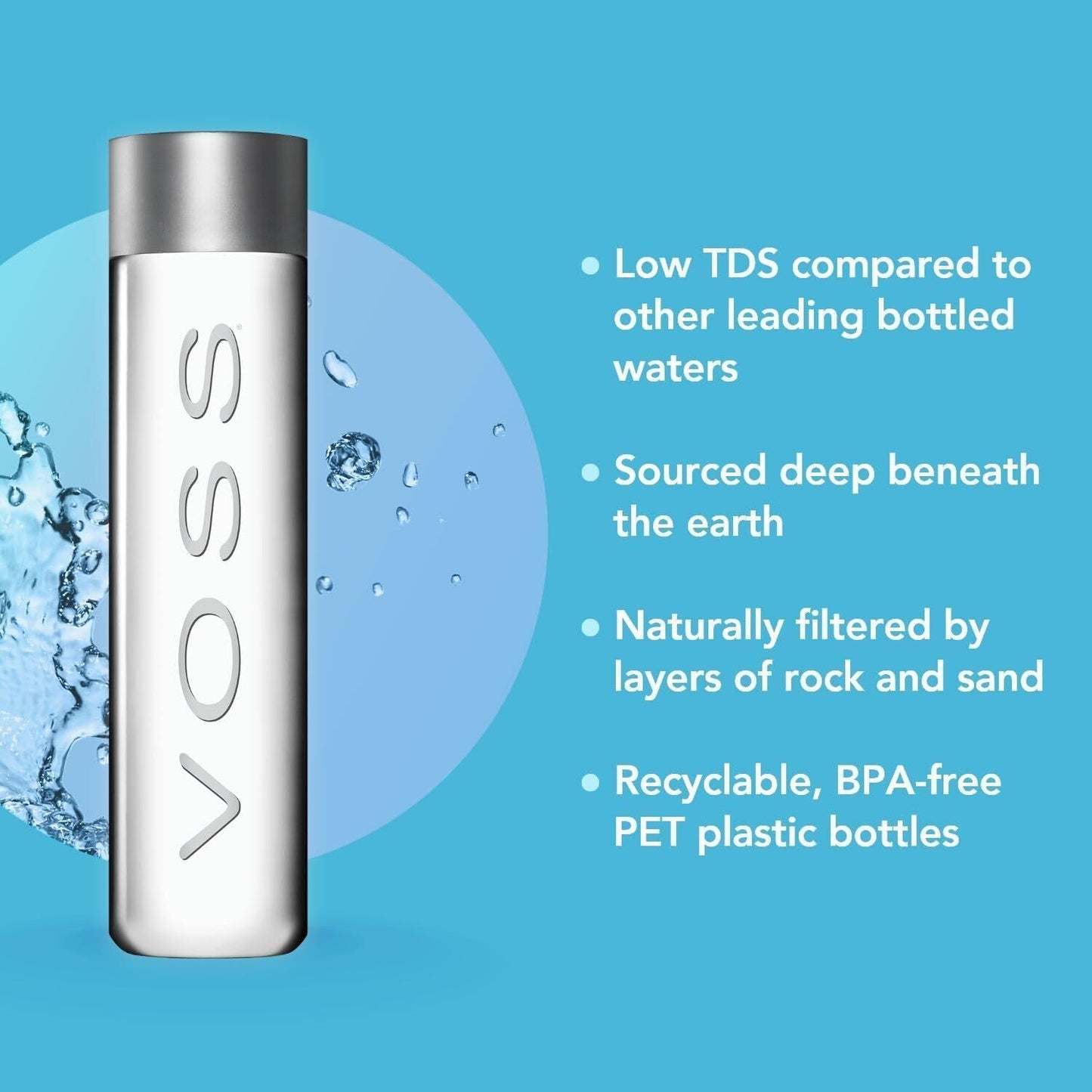 VOSS Artesian Still Water - Recyclable PET Plastic - 12 Pack - 500ml