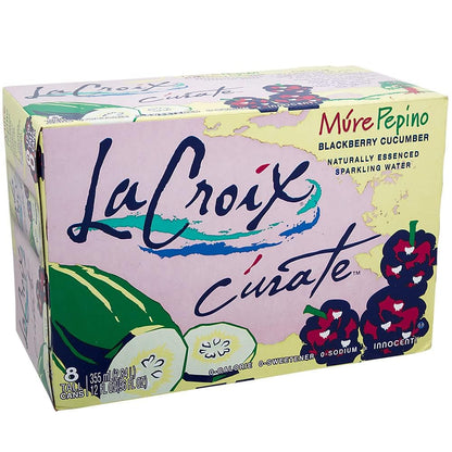 LaCroix (8 Pack) Cúrate Múre Pepino Sparkling Water, Blackberry Cucumber, 12oz Slim Cans, Naturally Essenced, 0 Calories, 0 Sweeteners, 0 Sodium, 12 Fl Oz (Pack of 8)