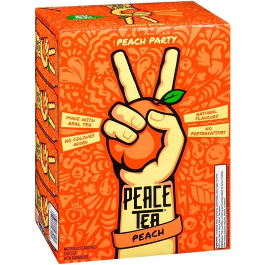 Peace Tea Iced Tea Peach Party Flavor Case of 12 Cans 11.5 oz Each