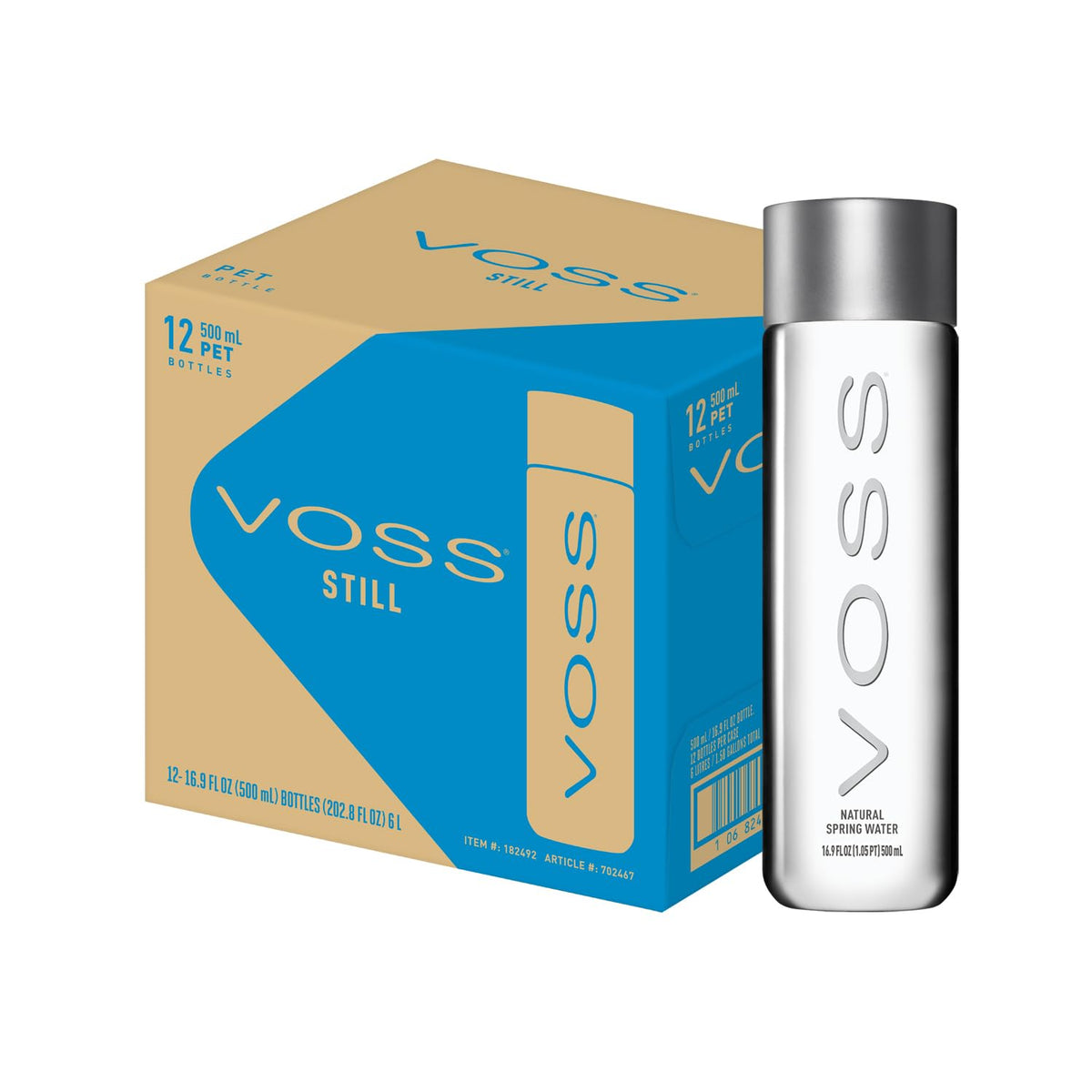 VOSS Artesian Still Water - Recyclable PET Plastic - 12 Pack - 500ml