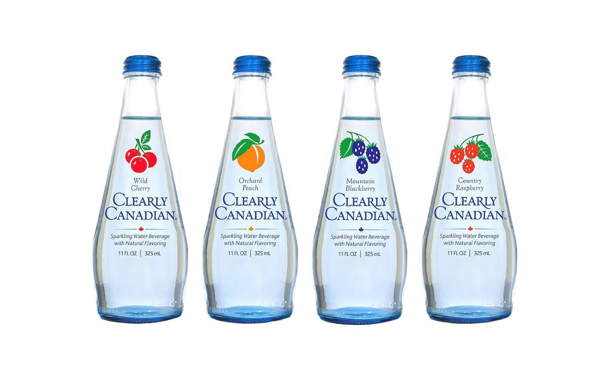 Vending 2 U Clearly Canadian Sparkling Flavored Water (4 Flavor Sampler) Quantity of 12, Bundled With V2U Koozie