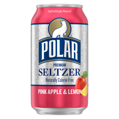 Polar Seltzer Water, Pink Apple & Lemon, 12 fl oz cans, 12 pack