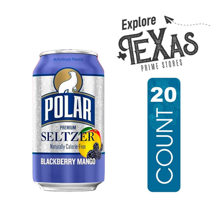 Polar Seltzer 20 Pack of Blackberry Mango Premium Sparkling Water 12 fl oz Aluminum Can