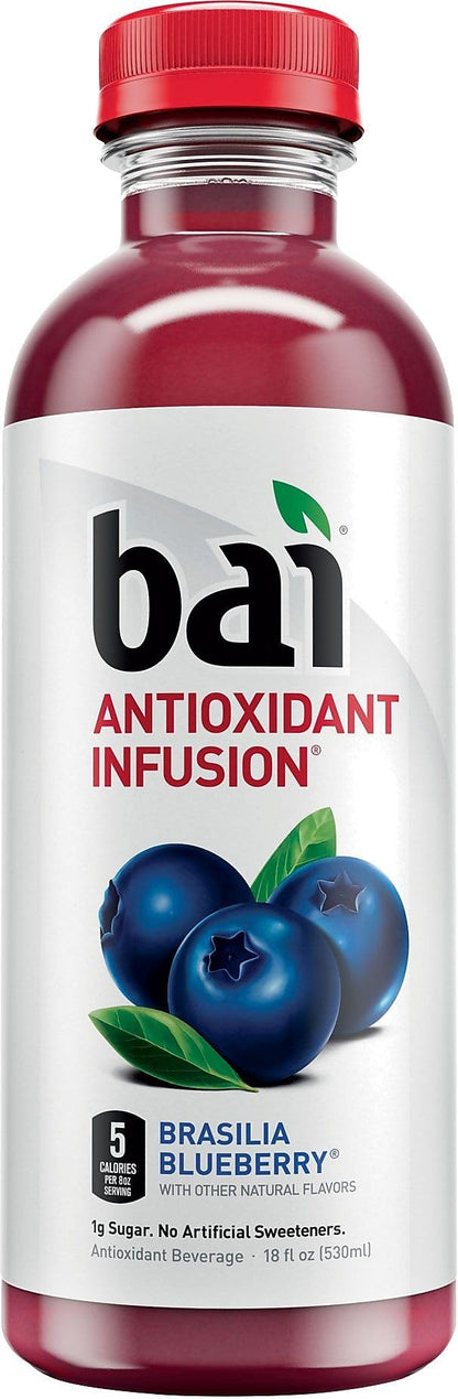 Bai Brasilia Blueberry, Antioxidant Infused Beverage, 18 Fl Oz (Pack of 12)