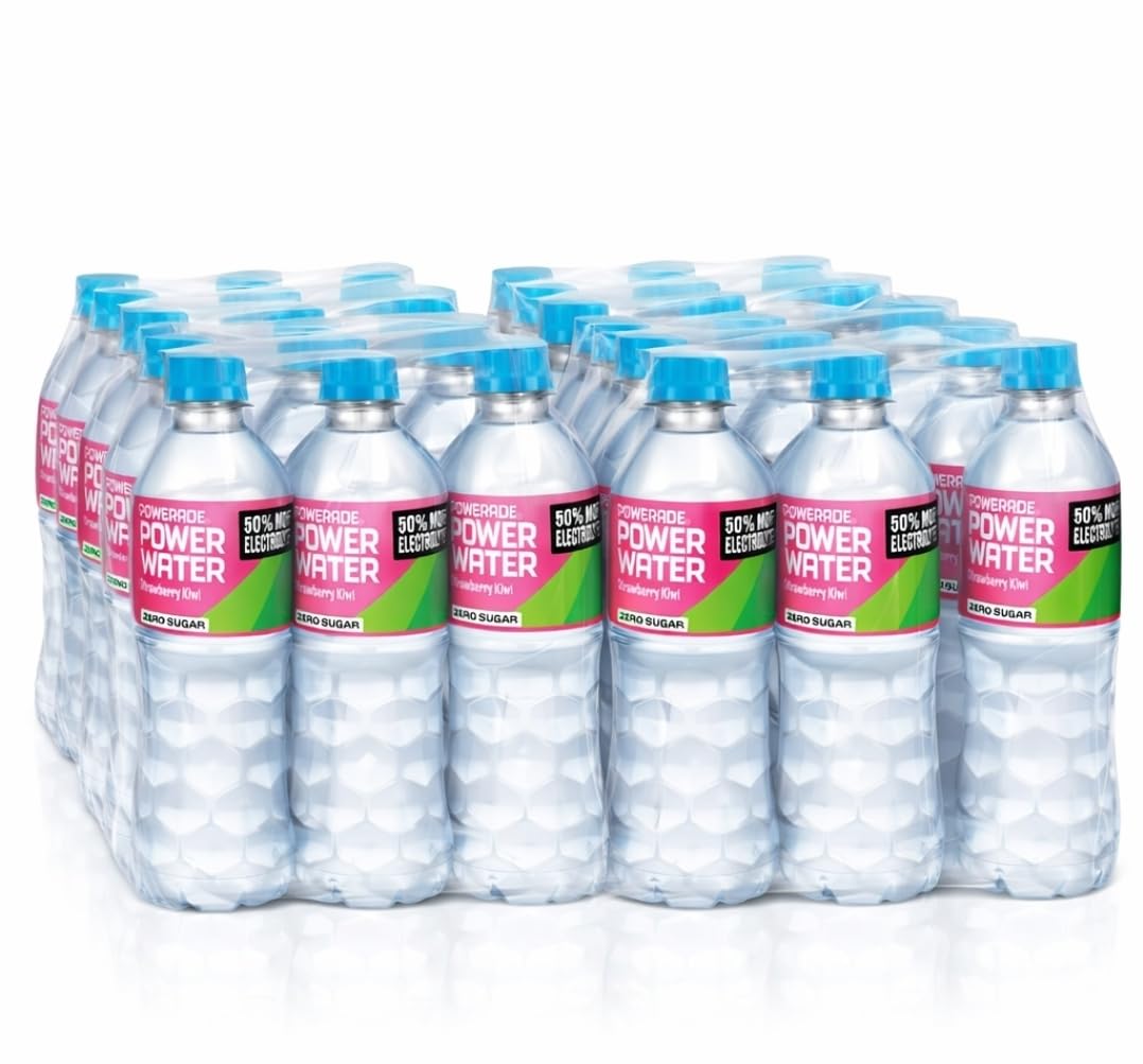 Powerade Power Water Zero Sugar, Strawberry Kiwi, 16.9 oz Bottles, 24 Pack