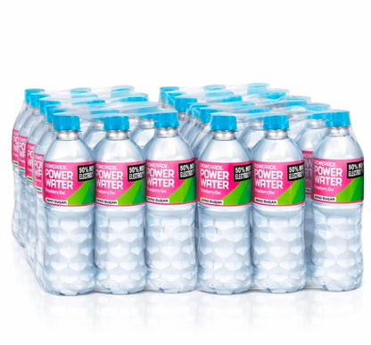 Powerade Power Water Zero Sugar, Strawberry Kiwi, 16.9 oz Bottles, 24 Pack