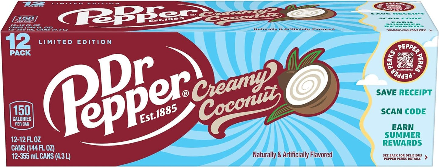 Louisiana Pantry Dr. Pepper Creamy Coconut 12 Ounce Cans or 20 Ounce Bottles (12 Pack 12oz, Dr. Pepper Creamy Coconut)