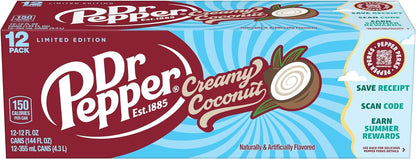 Louisiana Pantry Dr. Pepper Creamy Coconut 12 Ounce Cans or 20 Ounce Bottles (12 Pack 12oz, Dr. Pepper Creamy Coconut)