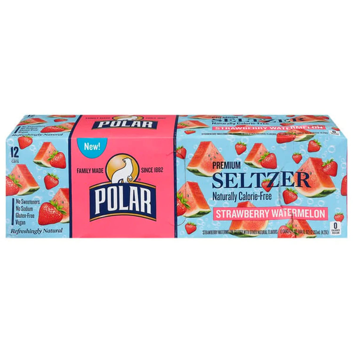 Polar Seltzer Water, Strawberry Watermelon, 12 fl oz cans, 12 pack