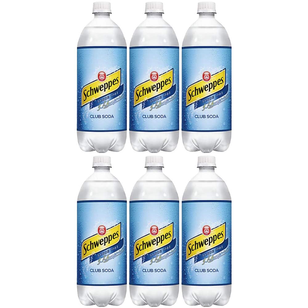 Schweppes Club Soda, 33.8 Oz Bottle (Pack of 6, Total of 202.8 Oz)