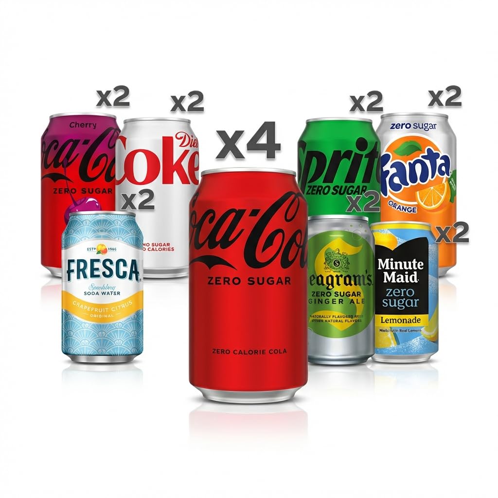 Zero Sugar & Diet Soda Variety Pack 18PK – 9 Flavor Mix Including Coca-Cola Zero, Diet Coke, Sprite Zero, Fanta Orange Zero, Fresca & More – 12 oz Cans Beverage Sampler for Parties, Office, Home & Events