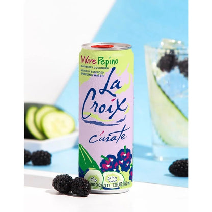 LaCroix (8 Pack) Cúrate Múre Pepino Sparkling Water, Blackberry Cucumber, 12oz Slim Cans, Naturally Essenced, 0 Calories, 0 Sweeteners, 0 Sodium, 12 Fl Oz (Pack of 8)