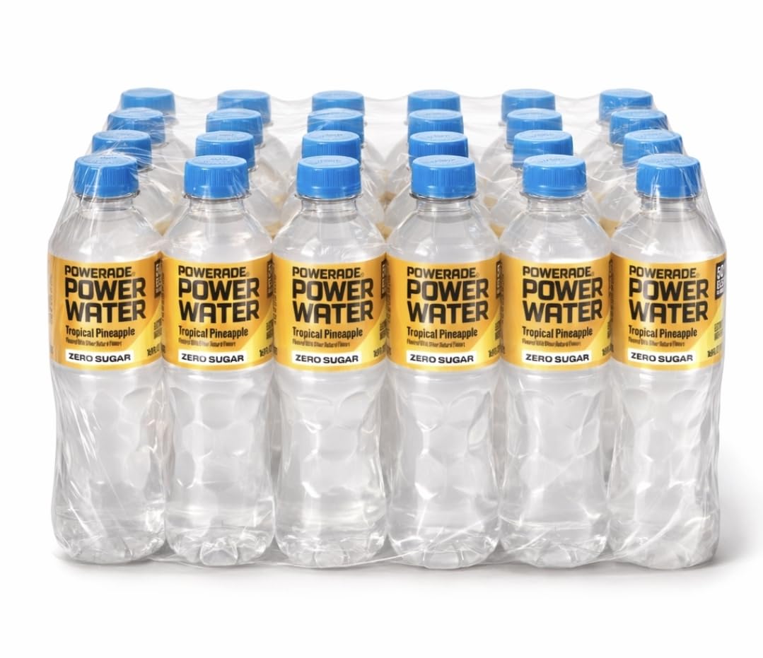 Powerade Power Water Zero Sugar Tropical Pineapple, 16.9 oz Bottles, 24 pack