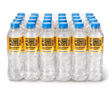 Powerade Power Water Zero Sugar Tropical Pineapple, 16.9 oz Bottles, 24 pack
