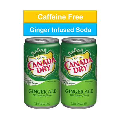 Canada Dry Ginger Ale Mini Soda Cans, 7.5 oz Soft Drinks Bulk Snacks Pack, Small Refrigerator & Snack Pantry Drink 24 Count Beverage Kitchen Supplies