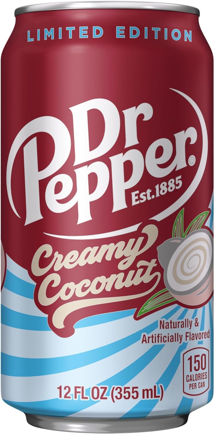 Louisiana Pantry Dr. Pepper Creamy Coconut 12 Ounce Cans or 20 Ounce Bottles (12 Pack 12oz, Dr. Pepper Creamy Coconut)