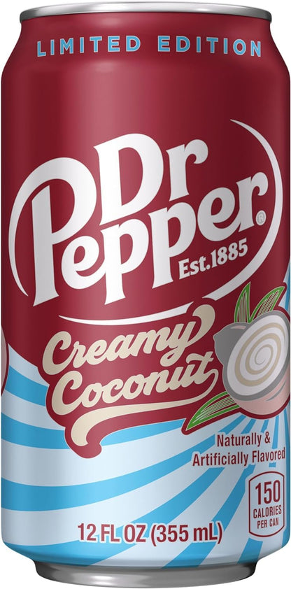 Louisiana Pantry Dr. Pepper Creamy Coconut 12 Ounce Cans or 20 Ounce Bottles (12 Pack 12oz, Dr. Pepper Creamy Coconut)