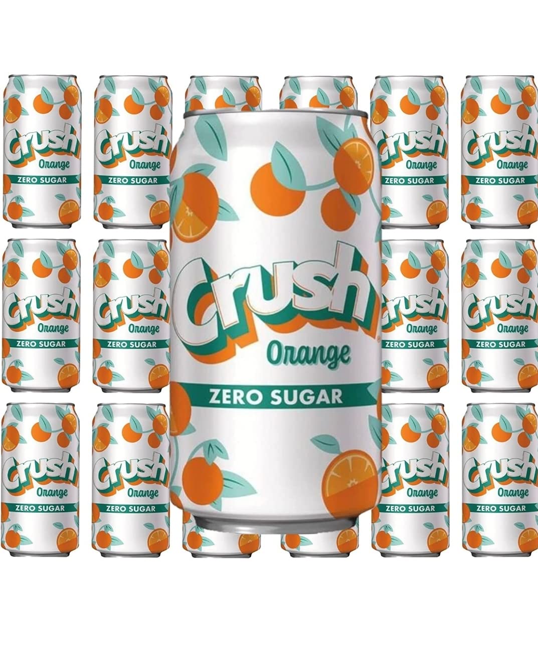 Crush zero sugar soda, 18 cans, each 12 fl oz, total 216 fl oz