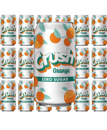 Crush zero sugar soda, 18 cans, each 12 fl oz, total 216 fl oz