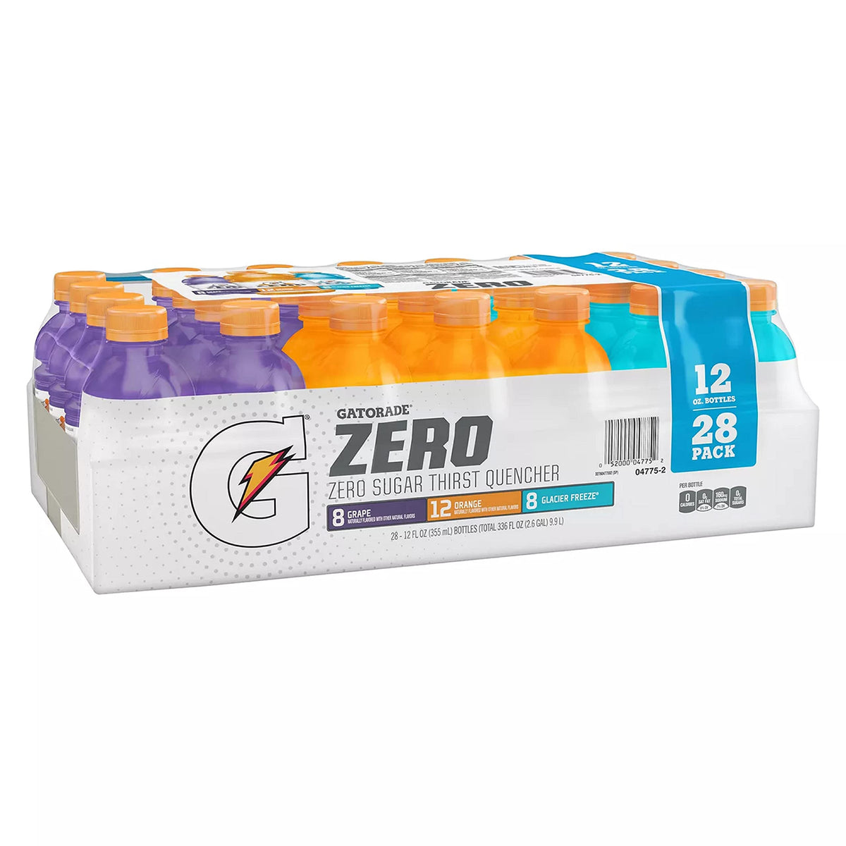 Gatorade Zero Sugar 12oz Three Flavor Variety Orange, Glacier Freeze and Grape (Pack of 28)