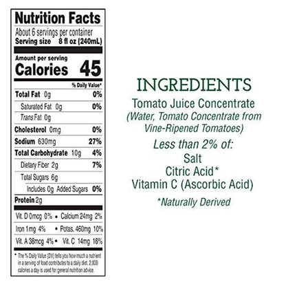 Sacramento Tomato Juice, Kosher and Gluten Free, No High Fructose Corn Syrup, 46 Ounce Bottle, 4-Pack