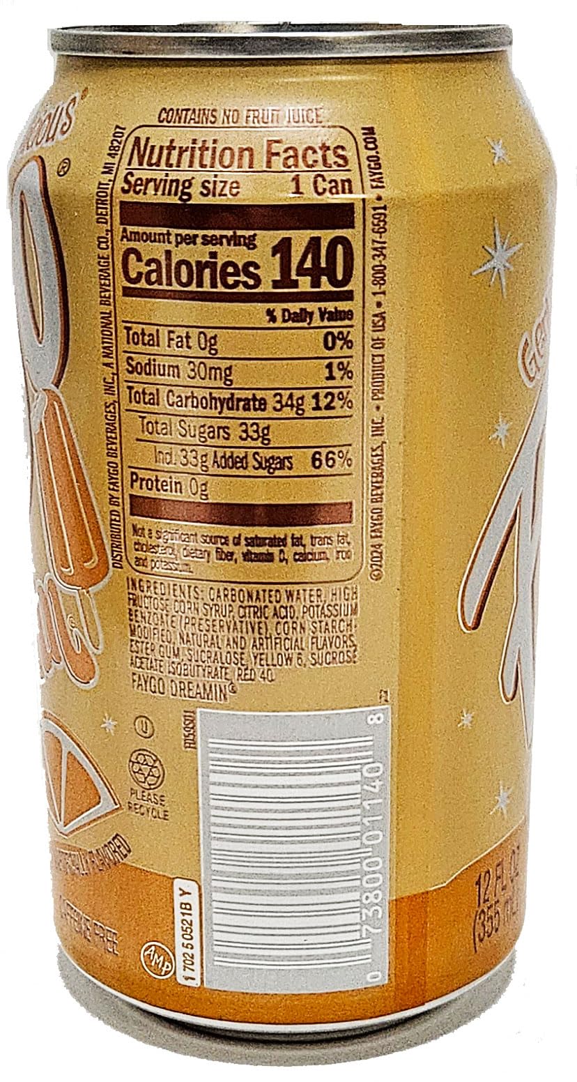 Faygo Dreamin orange creme soda pop, 12-ounce cans, 8-pack