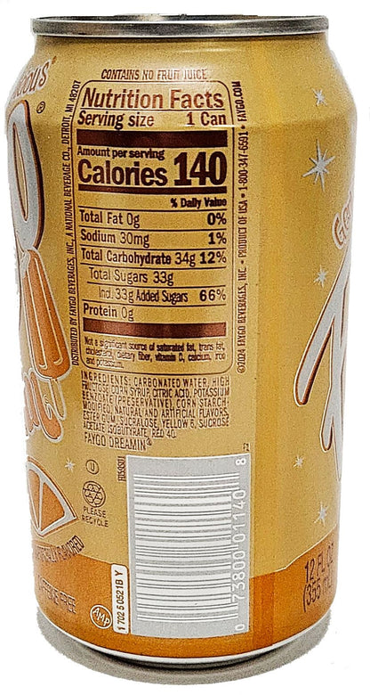 Faygo Dreamin orange creme soda pop, 12-ounce cans, 8-pack