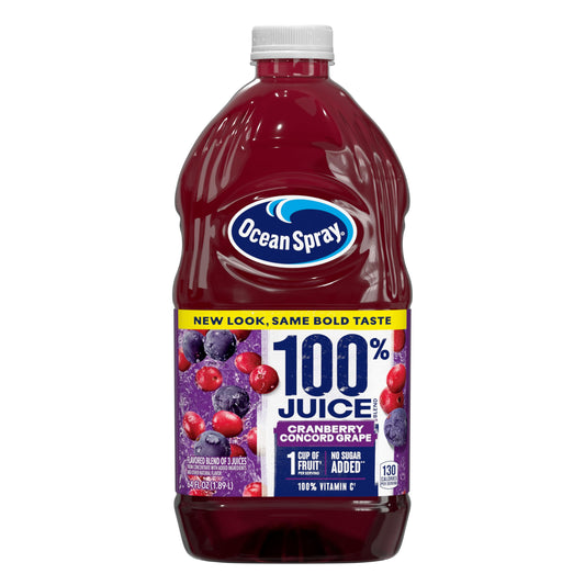 Ocean Spray® 100% Juice Cranberry Grape Juice Blend, 64 Fl Oz Bottle (Pack of 8)